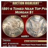 1891-s Morgan Dollar Toned Near Top Pop $1 ms66+ S