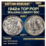 1942-s Walking Liberty Half Dollar TOP POP! 50c ms
