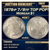 1878-p 7/8tf Morgan Dollar TOP POP! $1 ms65+ SEGS
