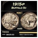 1915-p Buffalo Nickel 5c Grades ms65