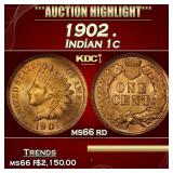 1902 Indian Cent . 1c ms66 rd SEGS