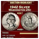 1942 Proof Washington Quarter Silver 25c pr68+ SEG