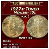 1927-p Mercury Dime Toned 10c ms66+ fsb SEGS