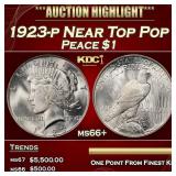 1923-p Peace Dollar Near Top Pop $1 ms66+ SEGS