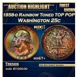 1958-d Washington Quarter Rainbow Toned TOP POP! 2