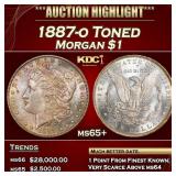 1887-o Morgan Dollar Toned $1 ms65+ SEGS