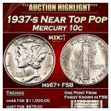 1937-s Mercury Dime Near Top Pop 10c ms67+ FSB SEG
