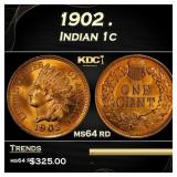 1902 Indian Cent . 1c Grades ms64 rd