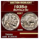 1935-d Buffalo Nickel 5c ms66 SEGS