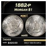 1882-p Morgan Dollar $1 Grades ms65