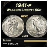 1941-p Walking Liberty Half Dollar 50c ms67 SEGS