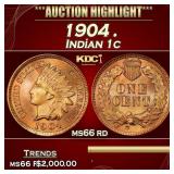 1904 Indian Cent . 1c ms66 rd SEGS