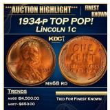 1934-p Lincoln Cent TOP POP! 1c ms68 rd SEGS