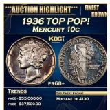 1936 Proof Mercury Dime TOP POP! 10c pr68+ SEGS