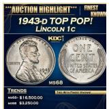 1943-d Lincoln Cent TOP POP! 1c ms68 SEGS