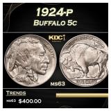 1924-p Buffalo Nickel 5c Grades ms63