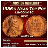 1936-d Lincoln Cent Near Top Pop 1c ms67+ rd SEGS