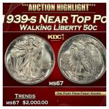 1939-s Walking Liberty Half Dollar Near Top Pop 50