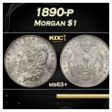 1890-p Morgan Dollar $1 Grades ms63+