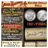 20 SEARS Peace Silver Dollar $1 Coin Roll Circ 192