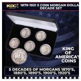 1879-1921 5 Coin Morgan Dollar Decade Set 1 Coin F