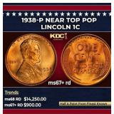 1938-p Lincoln Cent Near Top Pop 1c ms67+ rd SEGS