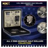 Complete 3 PC. 1998 Kennedy Half Dollar 50c set In
