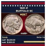 1921-p Buffalo Nickel 5c ms66+ SEGS