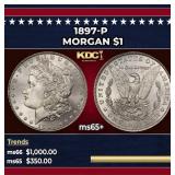 1897-p Morgan Dollar $1 Grades ms65+