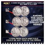 3 Coin Walking Liberty Half Dollar 50c All Mint P,