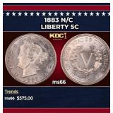 1883 n/c Liberty Nickel 5c Grades ms66