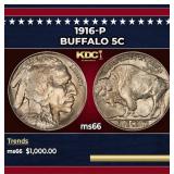 1916-p Buffalo Nickel 5c ms66 SEGS