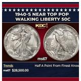 1940-s Walking Liberty Half Dollar Near Top Pop 50