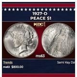 1927-d Peace Dollar $1 Grades ms63