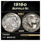 1916-d Buffalo Nickel 5c Grades ms64