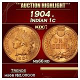 1904 Indian Cent . 1c ms66 rd SEGS