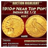 1910-p Gold Indian Quarter Eagle Near Top Pop! $2
