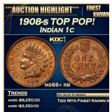1908-s Indian Cent TOP POP! 1c ms66+ rb SEGS