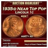 1935-d Lincoln Cent Near Top Pop 1c ms67+ rd SEGS