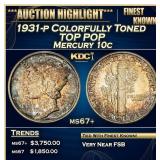 1931-p Mercury Dime Colorfully Toned TOP POP 10c m