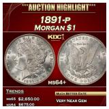1891-p Morgan Dollar $1 ms64+ SEGS