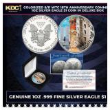 Colorized 9/11 WTC 18th Anniversary Commem 1oz Sil