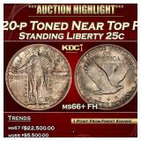 1920-p Standing Liberty Quarter Toned Near Top Pop