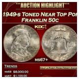 1949-s Franklin Half Dollar Toned Near Top Pop 50c