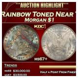 1887-p Morgan Dollar Rainbow Toned Near Top Pop $1