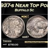 1937-s Buffalo Nickel Near Top Pop 5c ms67 SEGS