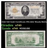1928 $20 Gold Certificate FR-2402 Woods/Mellon Gra