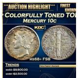 1934-p Mercury Dime Colorfully Toned TOP POP! 10c