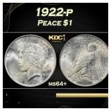 1922-p Peace Dollar $1 Grades ms64+