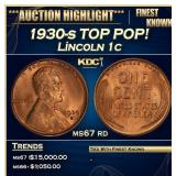 1930-s Lincoln Cent TOP POP! 1c ms67 rd SEGS
